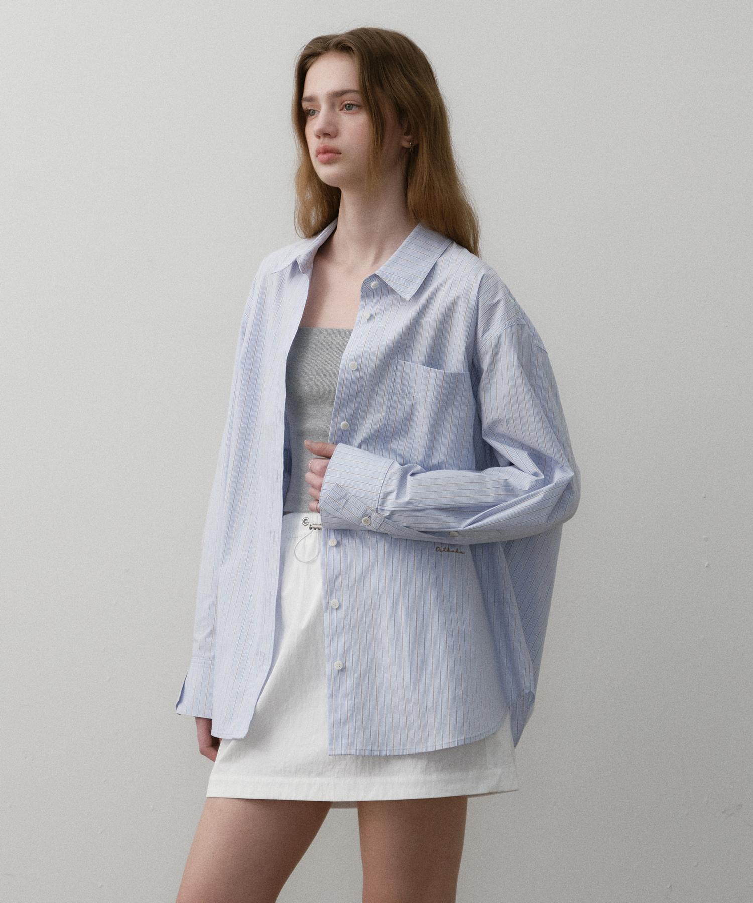 Ost Kaka Oversized Big Pocket Shirt Blue Stripe Free/Free
