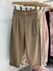 Women's Pink High-Waist Wide-Leg Carrot Pants - Loose Fit, Petite Nine-Point, Spring/Autumn 2026.