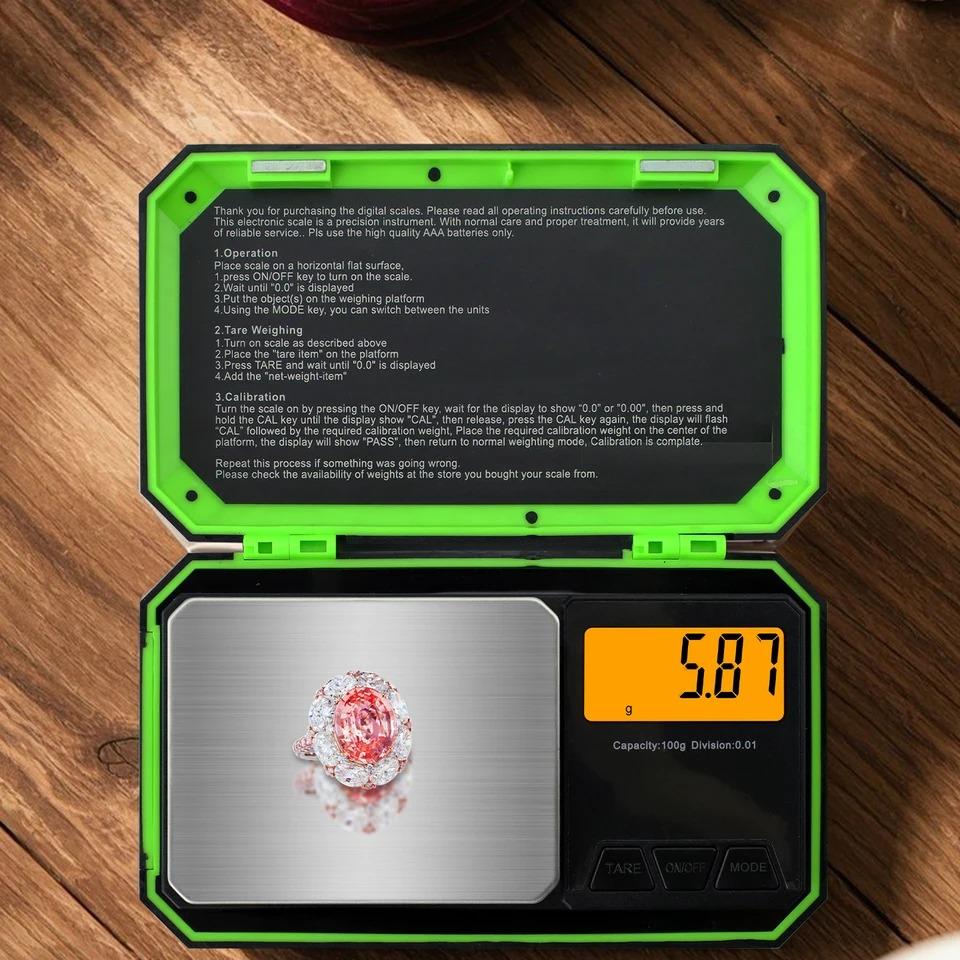 High Precision Professional Digital Milligram Scale 200g/0.01g Portable Jewelry Gram Scale Digital Food Scale LCD Display One-Touch Conversion 6 Units