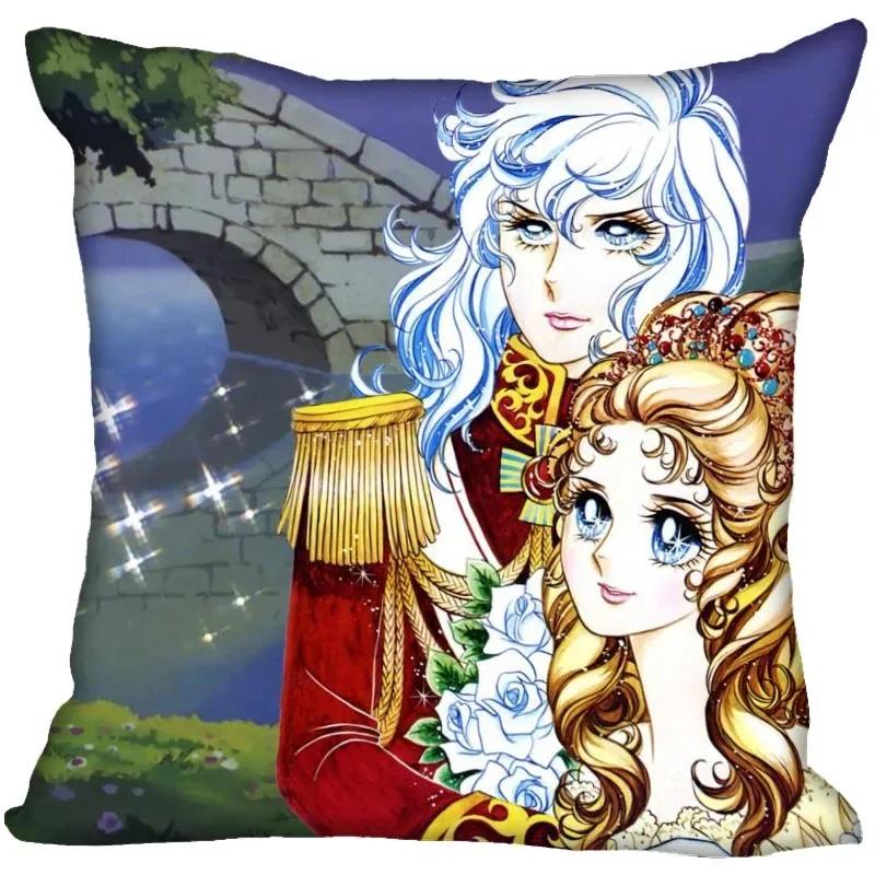 Anime The Rose Of Versailles Pillow Case For Home Decorative Satin Pillows Cover Invisible Zippered Throw Cushions Cover 1007