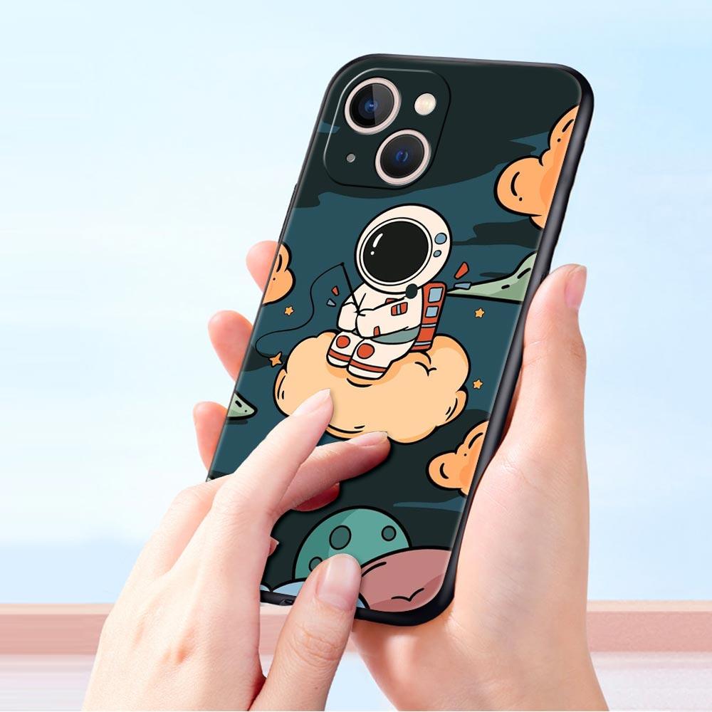Cartoon Cute Cosmonaut Phone Case Cover for iPhone 17 16 15 14 13 12 Pro Max 11 Pro Max 17 AIR Plus Shockproof Soft TPU Shell