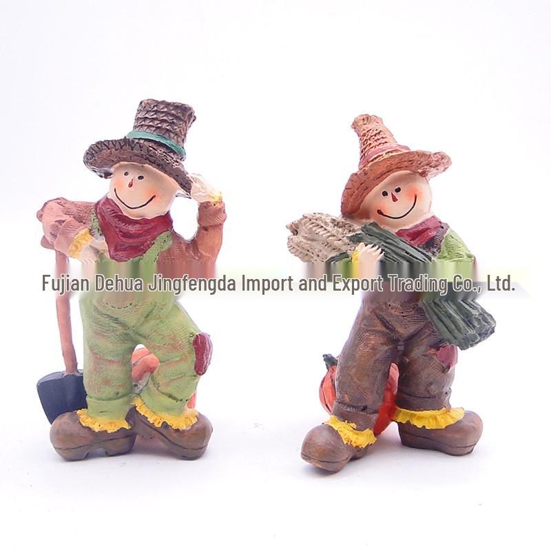 Pumpkin Owl and Turkey Harvest Festival Resin Figurine Decoration