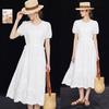 French Resort Style Lace Cotton Maxi Dress