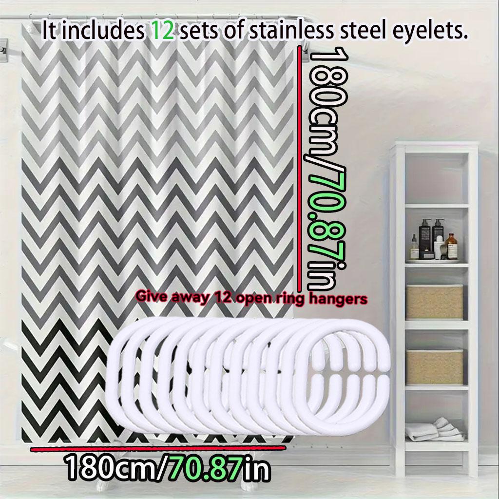 Black and White Wave Line Bathroom Curtain Minimalist Design Bathroom Dry and Wet Separation PEVA Waterproof Material