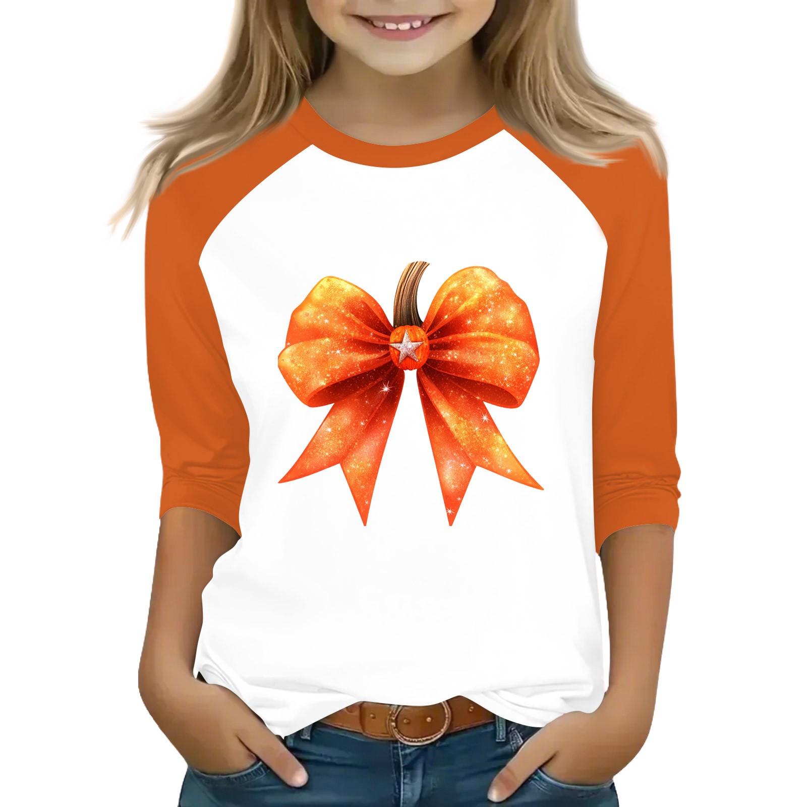 

Топы для девочек-подростков 4-16 лет, футболки с круглым вырезом и рукавами 3/4, модные топы, нарядные футболки на Хэллоуин 140