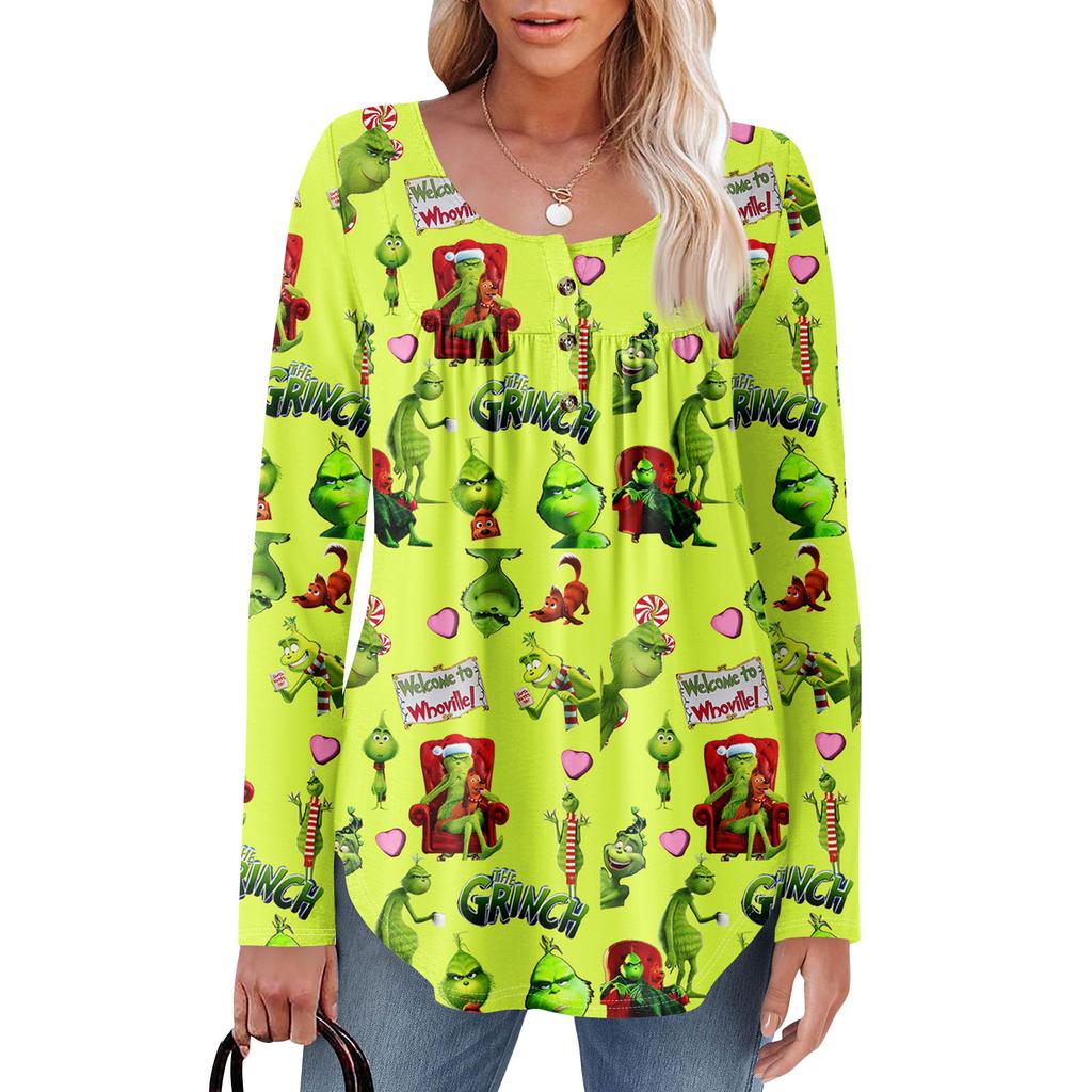 Women's Long Sleeve Tunic Loose Tops Casual Oversized Tops Pleated Tunic Button Down Casual Women's Print Tops