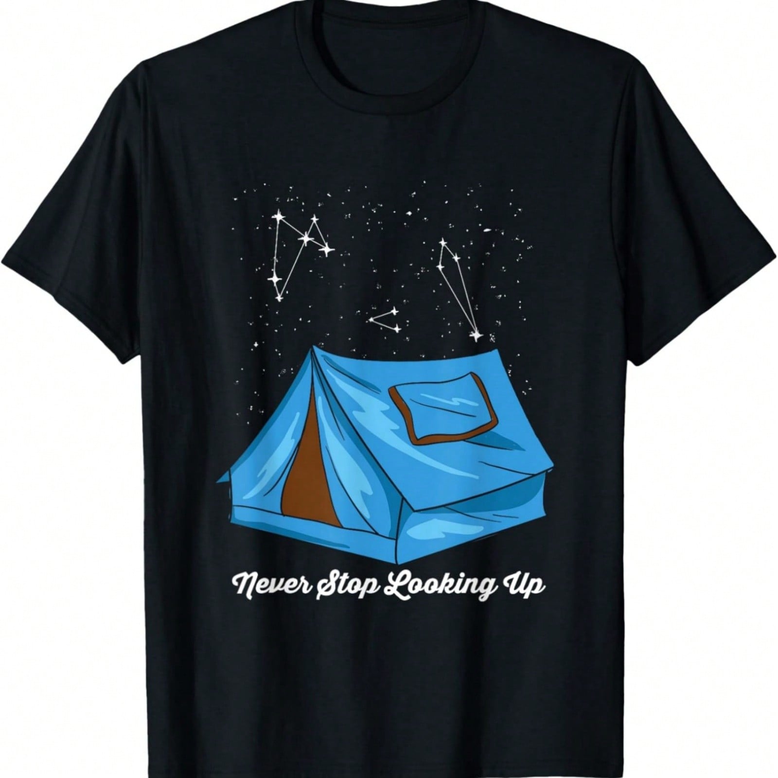 Stars Constellation Quote Never Stop Looking Up Camping T-Shirt S разноцветный