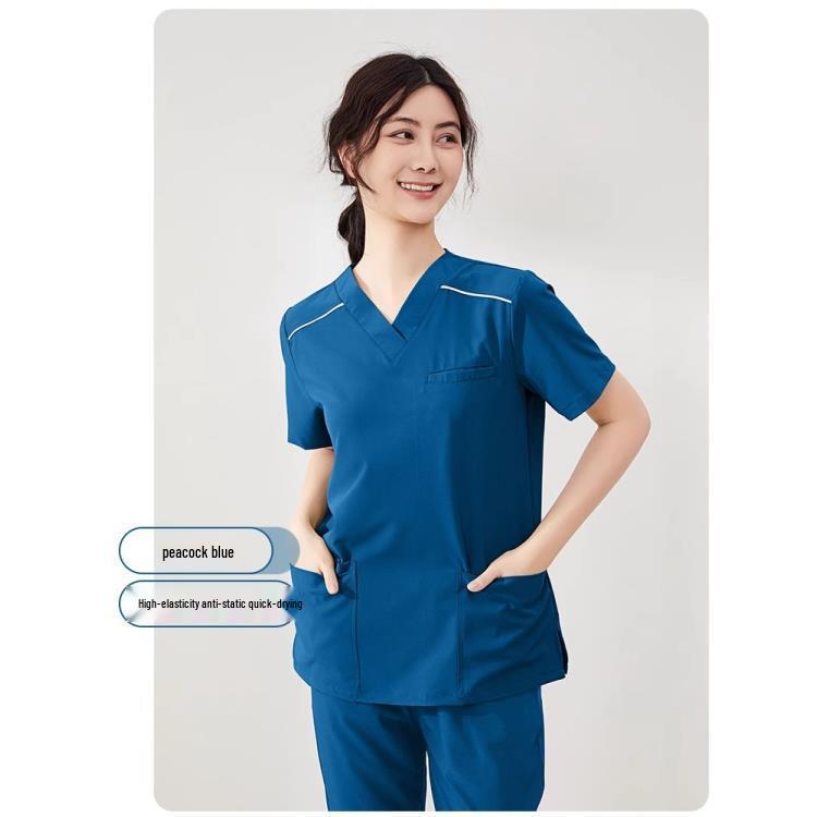 Fleece-Lined Stretch Scrub Suit: Long Sleeve, Quick-Drying for Men & Women, Ideal for Medical Staff In Autumn/Winter.