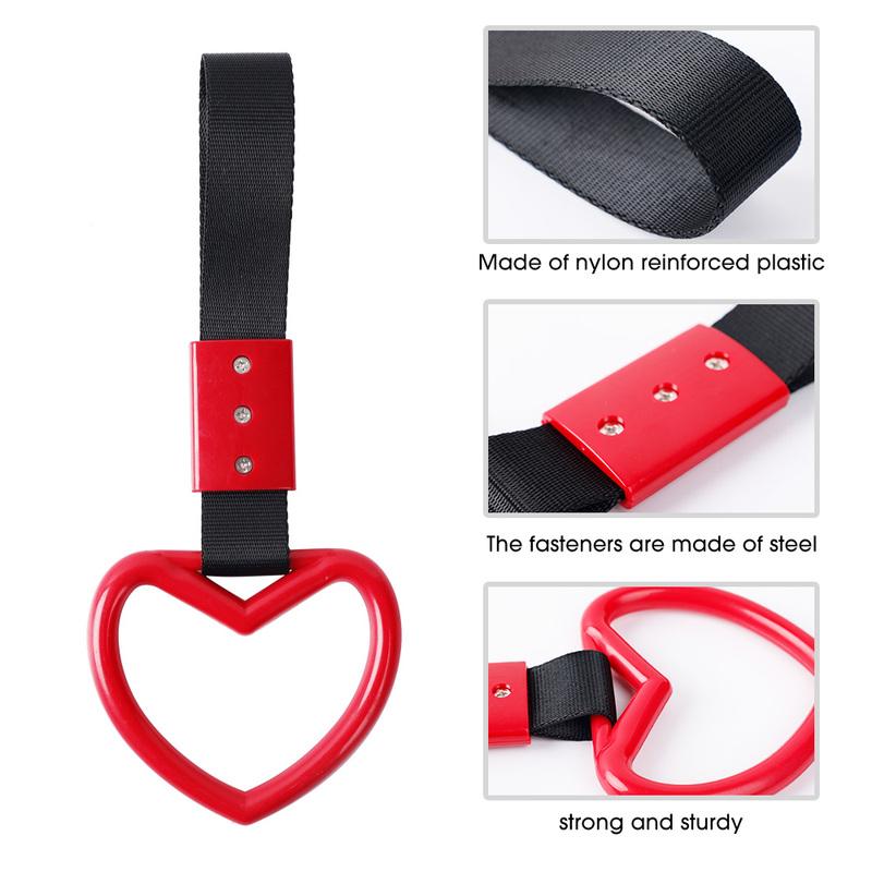 Car JDM Round Heart Pendant Handle Hand Strap  Rear Bumper Warning Hanging Oranament Car Train Bus Auto Decoration