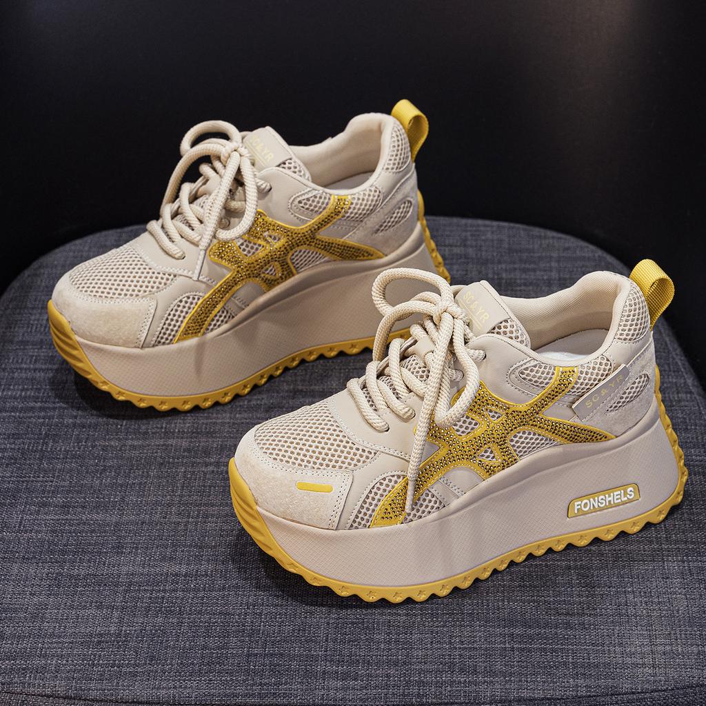 Thick-soled small Forrest Gump shoes women's 2025 autumn new light luxury explosion casual fashion heightening sports little white shoes