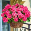 Artificial Geraniums Flowers for Outdoors Summer Decor, 4 Bundles UV Resistant Fake Geraniums Flowers Silk Faux Plants for Home Planter Gardens Table