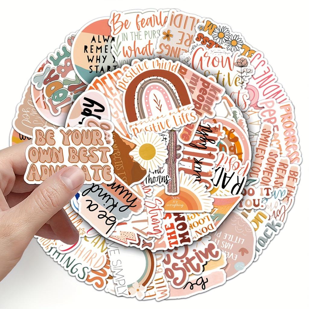 50 Bohemian Inspirational English Cartoon Creative Graffiti Personality Waterproof Stickers Travel Suitcase Skateboard Refrigerator Stickers