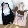 Spring New Dopamine Star Canvas Crossbody Bag for Women Korean Style Pleated Shoulder Handbag