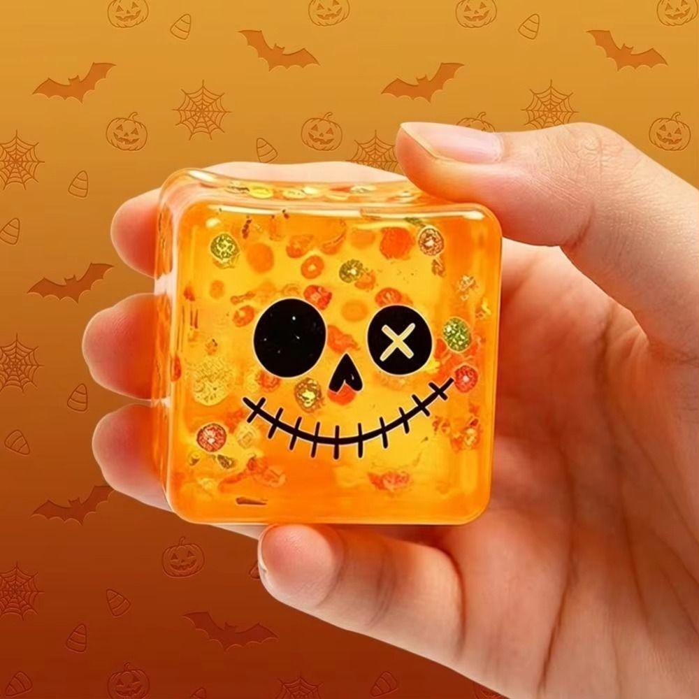 Cartoon Face Squishy Toy Transparent Design Fidget Toy Funny Face Ice Cube Toy Desk Decor