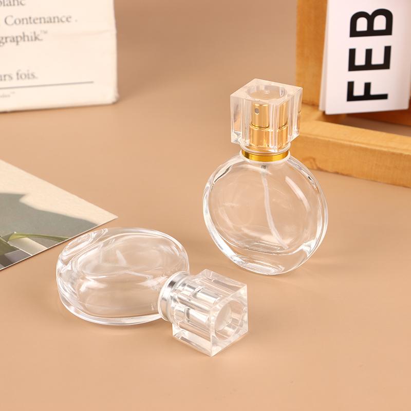 Flacon de parfum din sticlă de 25 ml, transparent, cu pulverizator tip ceață, flacon gol pentru parfum, recipient cosmetic pentru călătorie