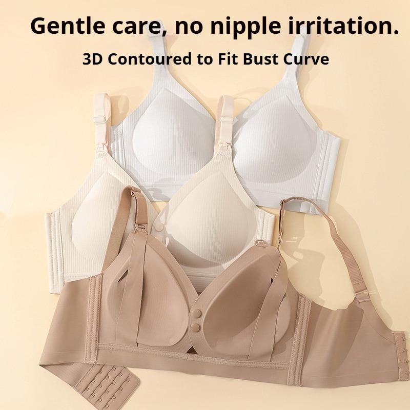 Seamless Maternity Bra with Double Front Clasp High Elasticity Push-up and Nursing Support