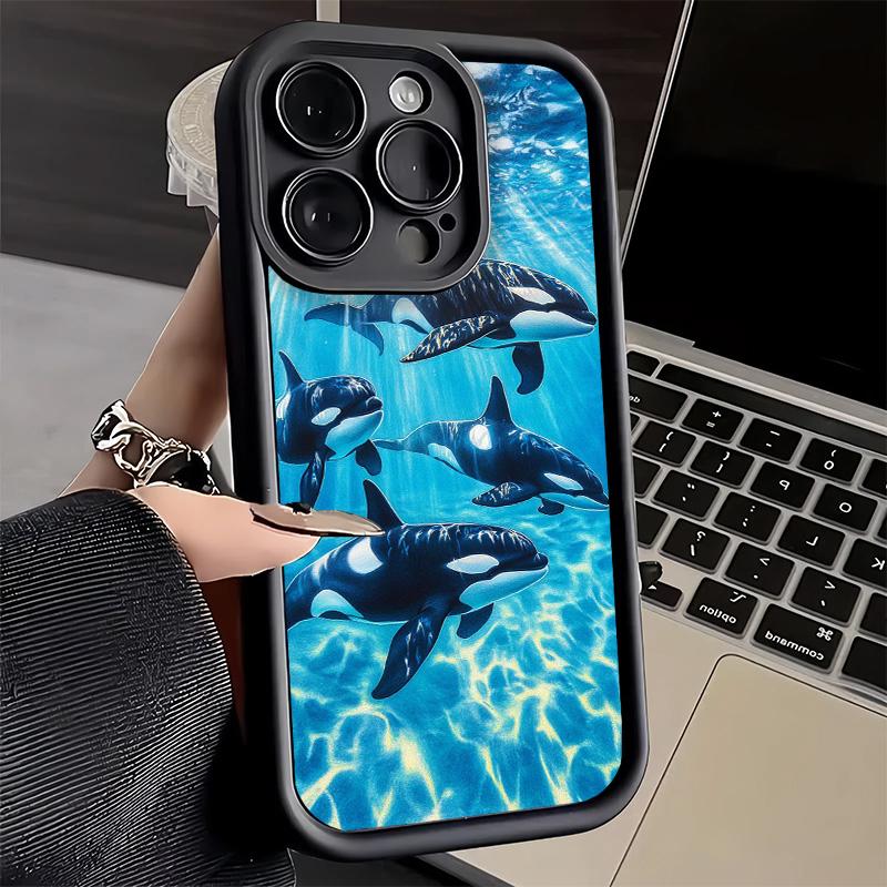 Phone Case for iPhone 17 Air 16E 15 16 Pro Max Orca Ocean Pattern Cover 14 Plus 13 12 Mini Soft Shell Silicone Fundas