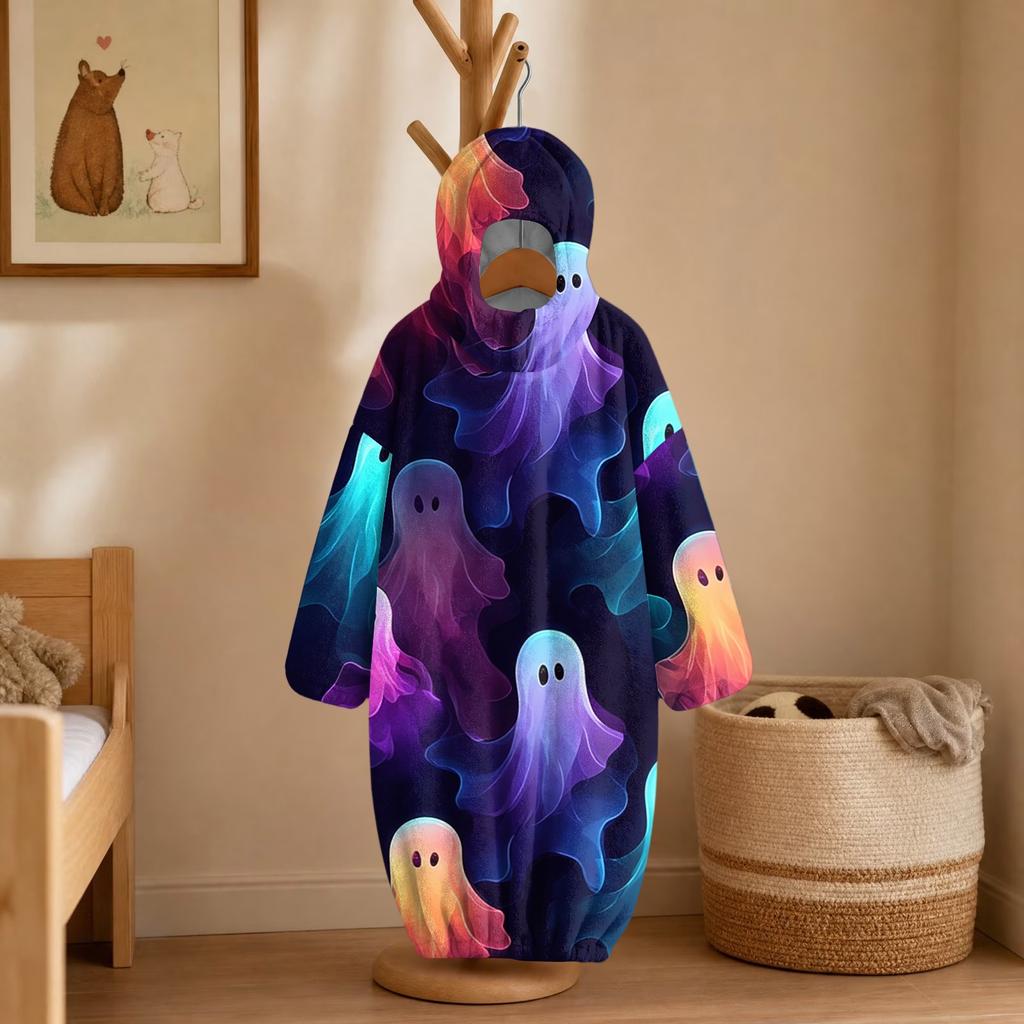 Kids Halloween Printed Flannel Romper Pajama Set for Fun Holiday Sleepwear