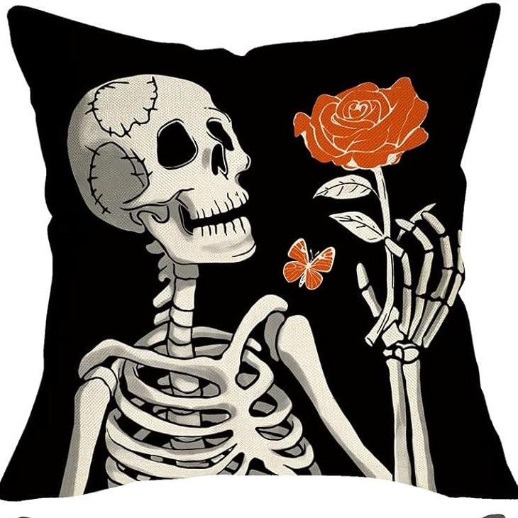 

Halloween Decorative Skull and Skull Head Linen Pillow Cover Car Sofa Lumbar Pillow Cushion 45 * 45 separate pillow cover