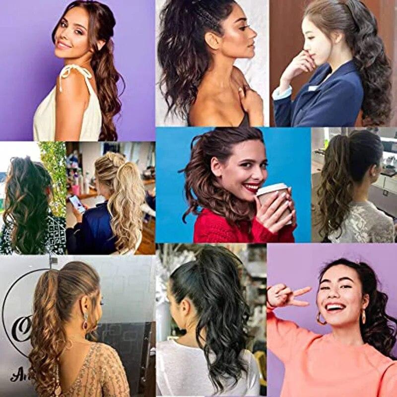 Synthetic Wavy Claw Clip In Hair Extension Pony Tail Heat Resistant Natural Wave False Hairpiece