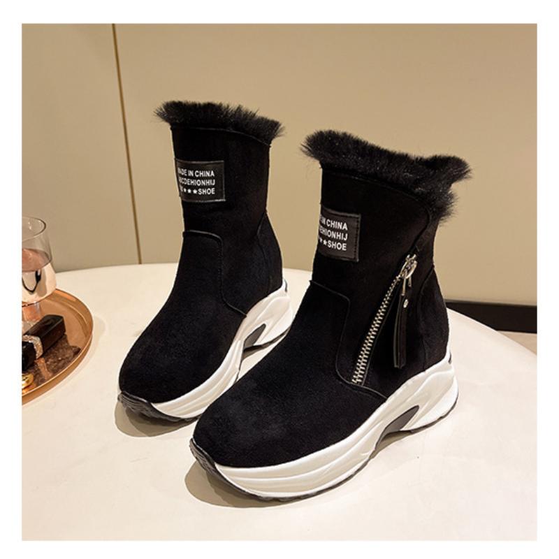 

Зимние сапоги женские зимние новые хлопковые сапоги модные повседневные хлопковые туфли женские плюс кашемировые теплые хлопковые ботильоны 38 чёрный