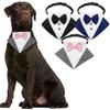 1 Stück Verstellbares Hunde-Tuxedo-Bandana-Halsband mit Fliege Schal Schwarz Haustier Hochzeit Formelles Kostüm für Welpen