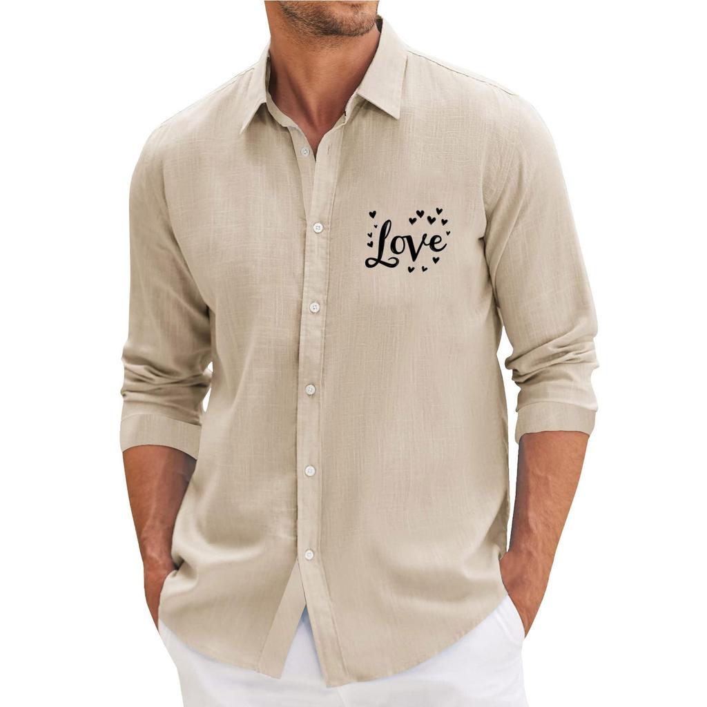 Męska koszula z długim rękawem, luźna, swobodna, z modnymi klapami