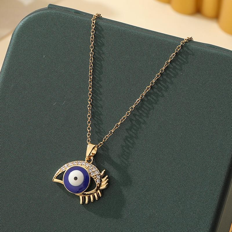 Beliebte Halskette mit blauem bösen Blick aus Titanstahl für Damen – Vielseitiger und personalisierter Schlüsselbeinkettenschmuck