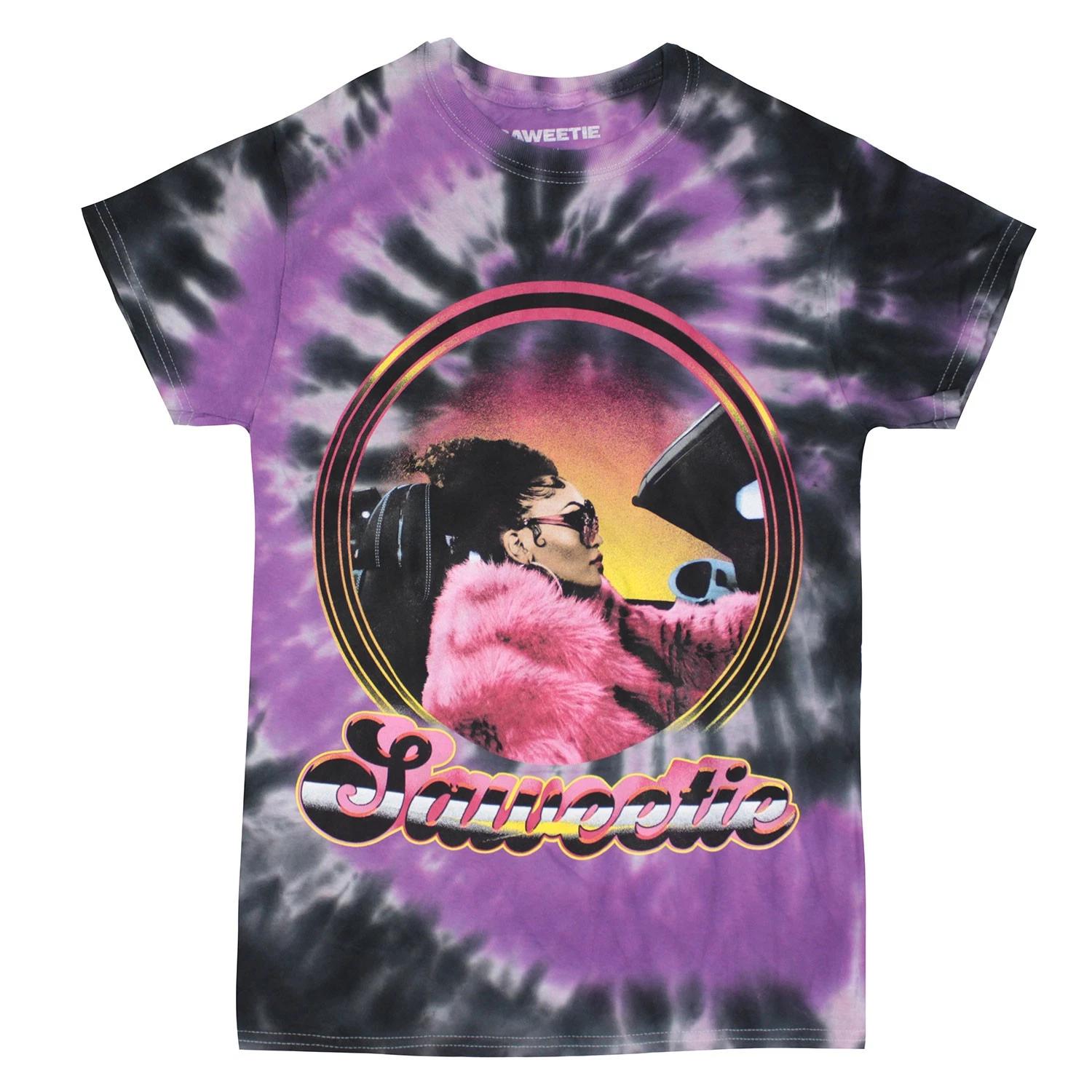 Men s Saweetie Driving Photo Tie Dye T-shirt Small Black L