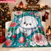 Blanket 1pc Happy Cute Puppy Flowers 2D-Printed Flannel Throw Blanket - Soft And Cozy Suitable for Use On The Sofa While Traveling
