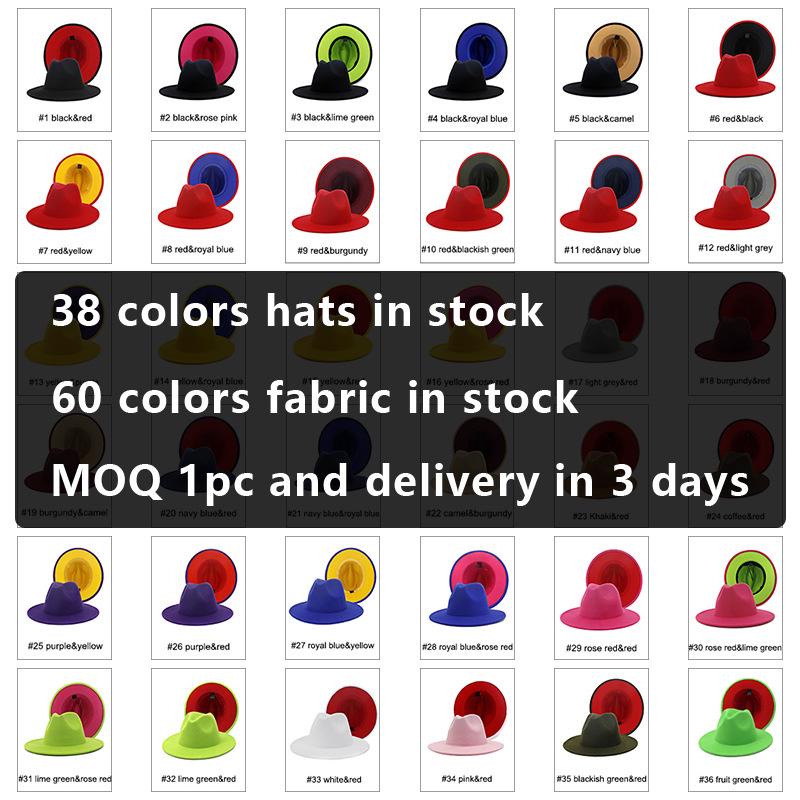 "Kapelusz jazzowy wełniany w stylu retro brytyjskim, 60 kolorów, z niestandardowym haftowanym logo"