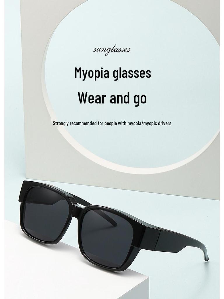 Luxury TR90 Square Frame Polarized Sunglasses - Unisex One-Piece, Dual-Use
