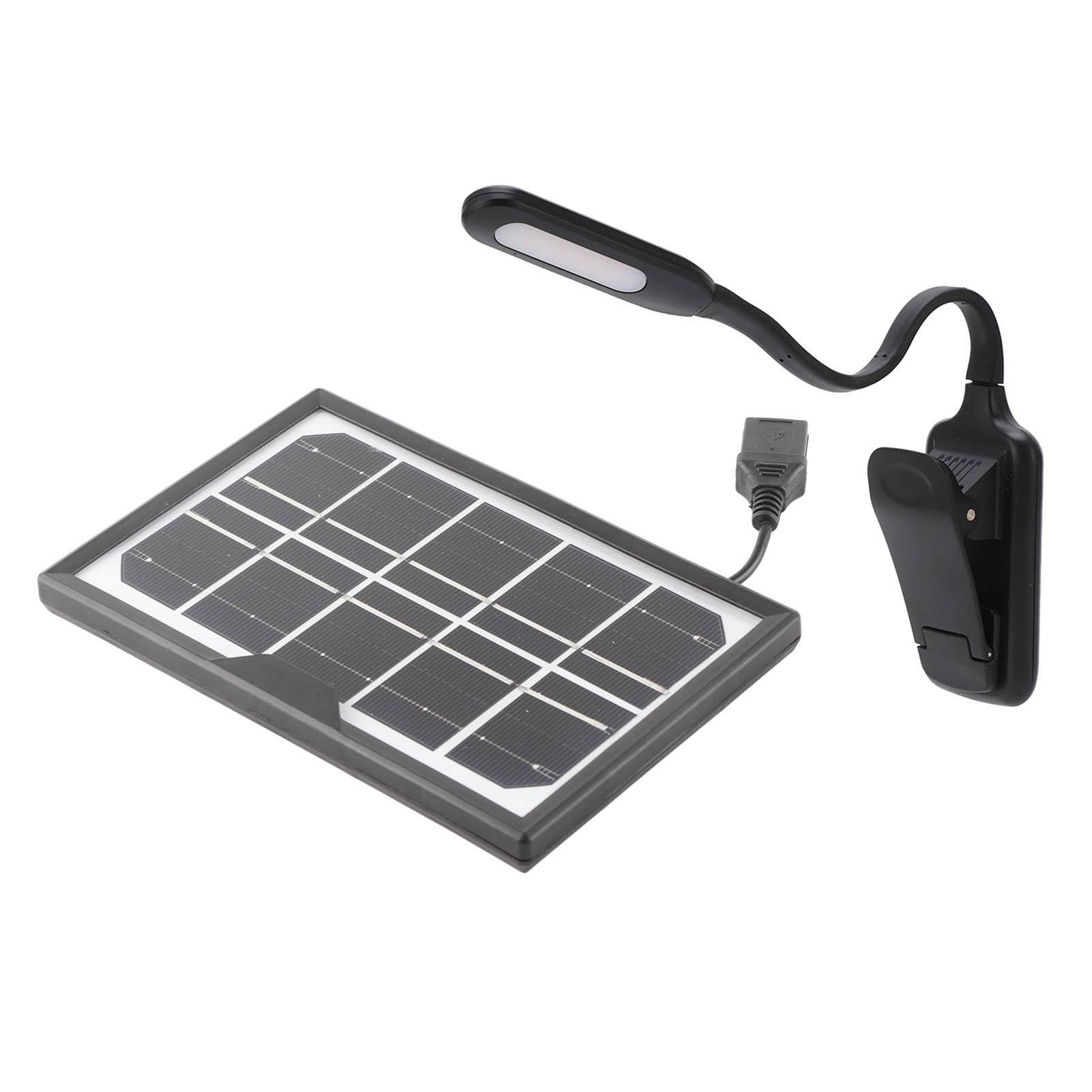 

5 В настольная лампа на солнечной батарее с зажимом, перезаряжаемая, портативная, с регулируемой яркостью, 3 цвета