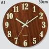 Round Luminous Wall Clock Glow In Dark Wooden Silent NonTicking Modern Style for Bedroom Decor