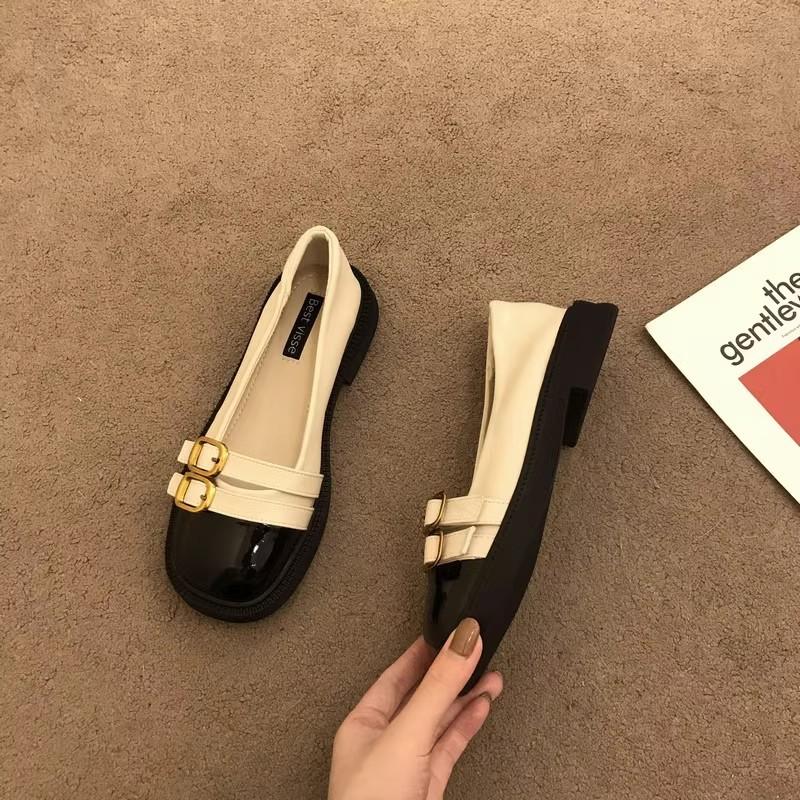 Spring and Summer Footwear Plus Size Retro Leather Shoes Joker One Pedal Flat Shoes Women's Shoes
