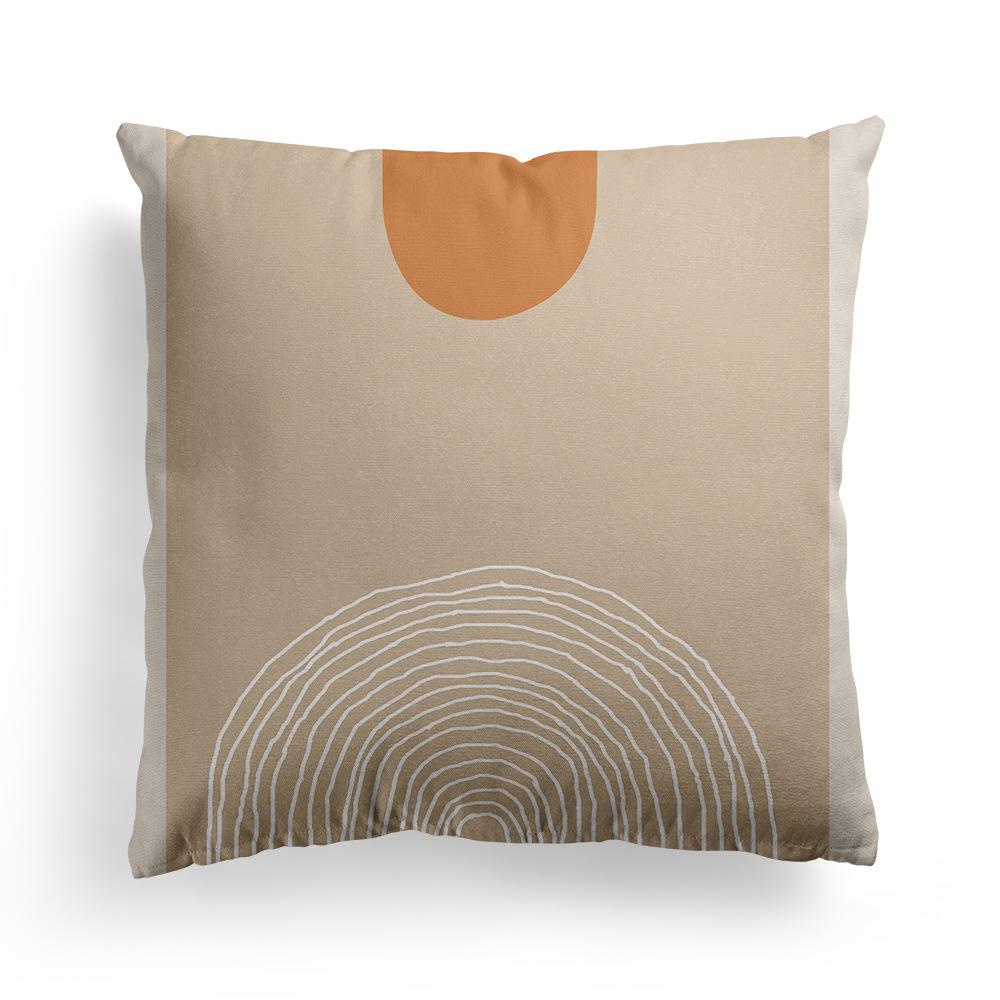 New Nordic Orange Geometric Pillowcase Floral Print Peach Leather Fleece Home Pillow Cushion Cover