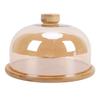 11 Inch Wood Cake Stand with Glass Dome Lid Covered Round Serving Platter Tray for Fruit Pies Cheese Deserts Appetizers