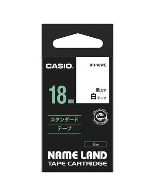 Genuine Casio Name Land Label Printer White with Black Text Tape, 18mm, XR-18WE,