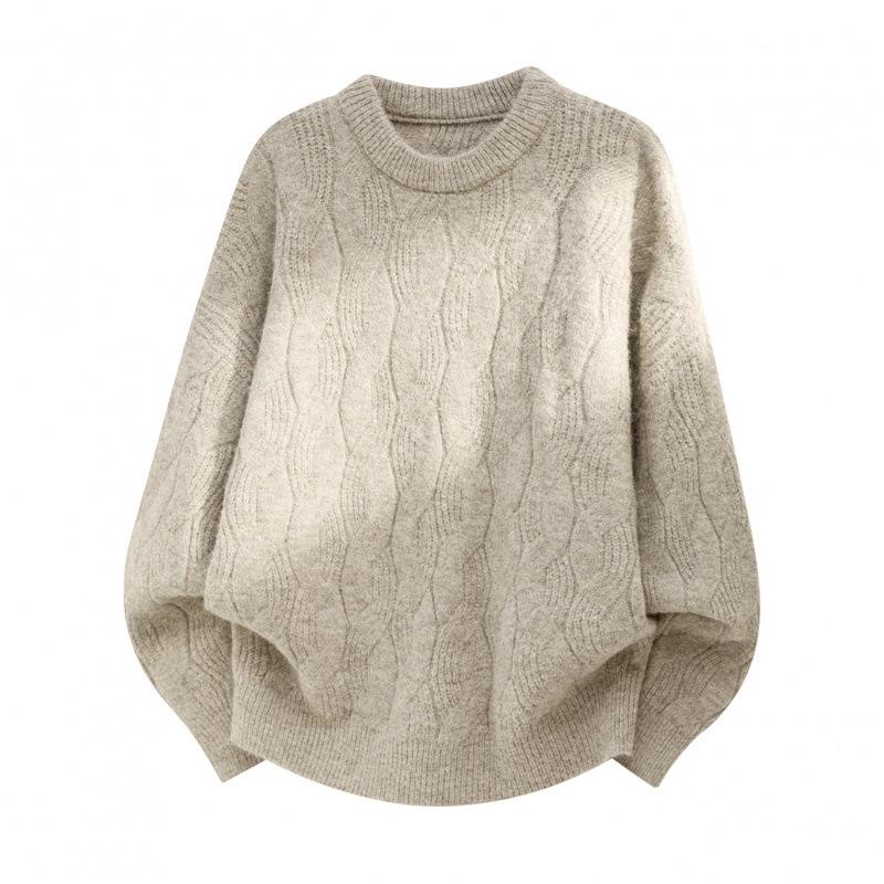 Men's Retro Round Neck Cable Knit Sweater - Autumn/Winter Loose Fit