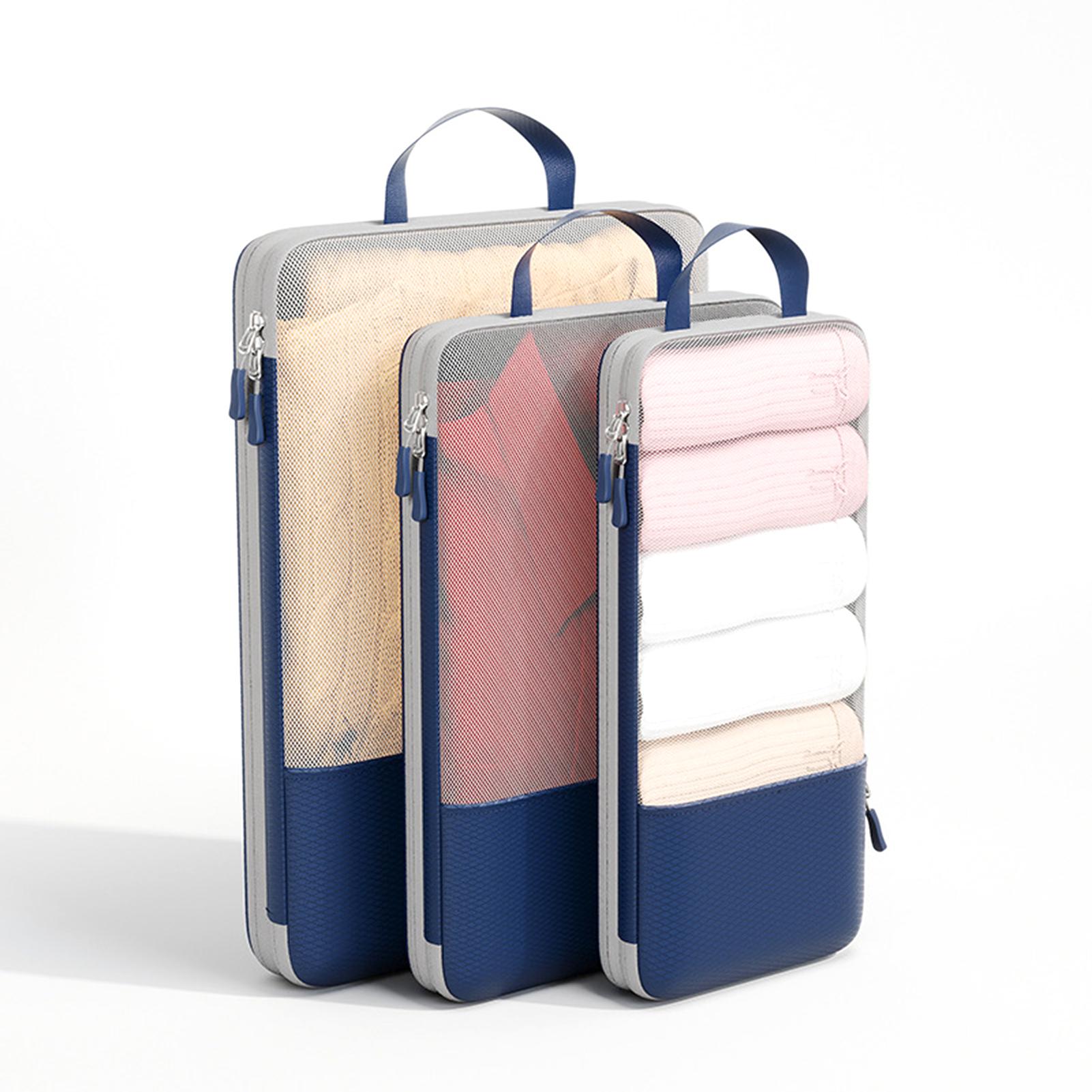 

Складные дорожные сумки для хранения одежды, водонепроницаемые, портативный органайзер для багажа, мешочек, упаковочный куб, легкая пыленепроницаемая дорожная сумка темно-синий