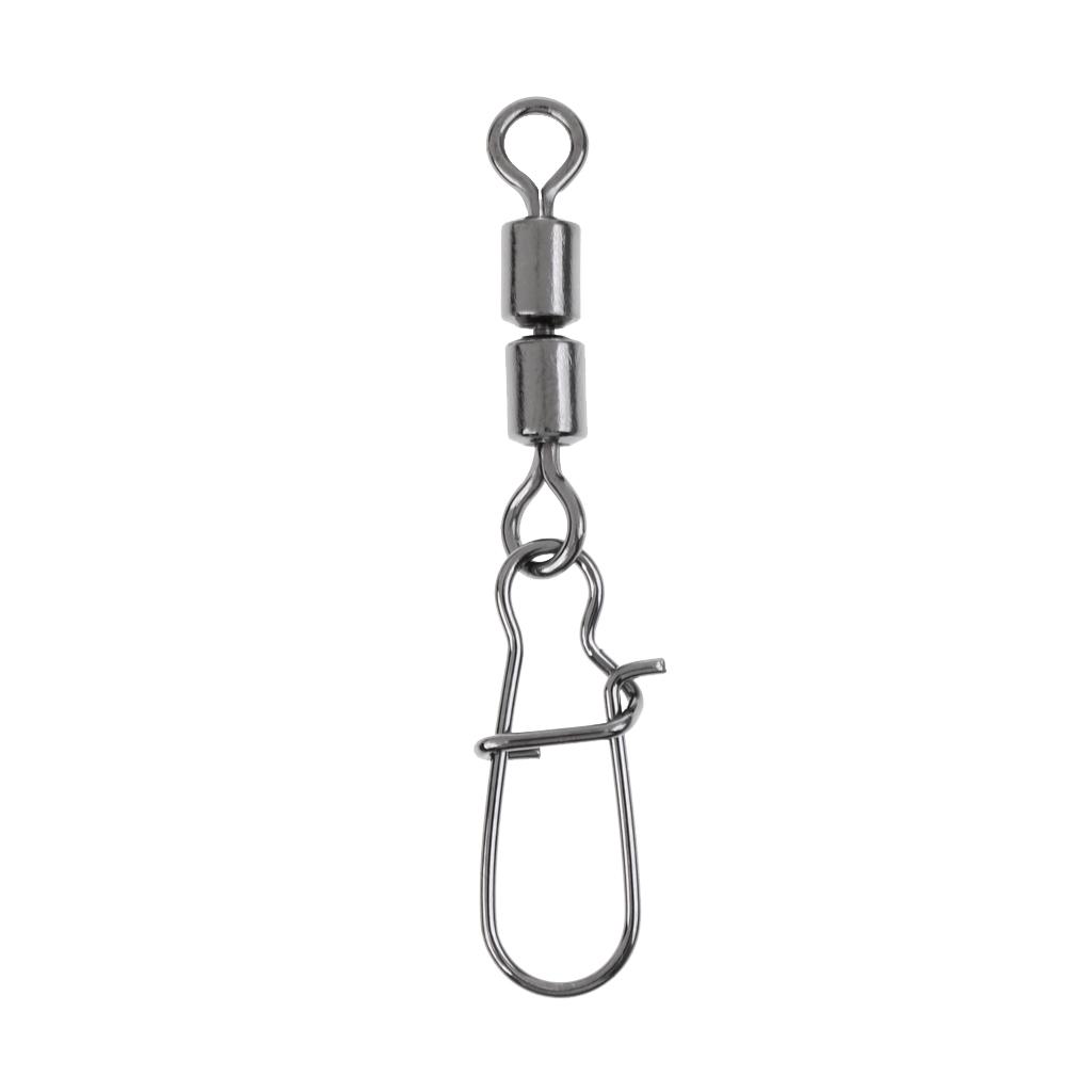 3 Pieces Fishing Bearing Rolling Swivel Metal with Snap Solid Rings Lure Connector Tackle