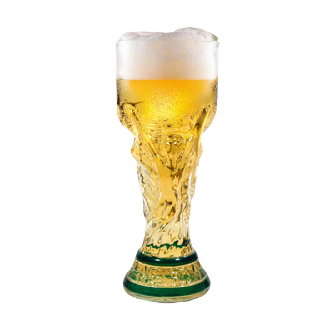 Trophy Shaped Beer Mug, Glass Thick Glass Body Sturdy Soccer Water Cup For Dads, Boyfriends, Soccer Enthusiasts For Hold Craft Beer, Ice Water, Juice