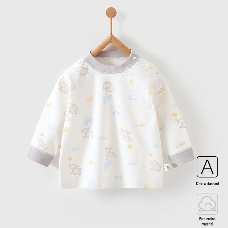 

Пижама-базовый слой из хлопка для новорожденных: Детское нижнее белье: топ и штаны для весны/осени 90cm (1-2 Years, Shoulder Buckle)