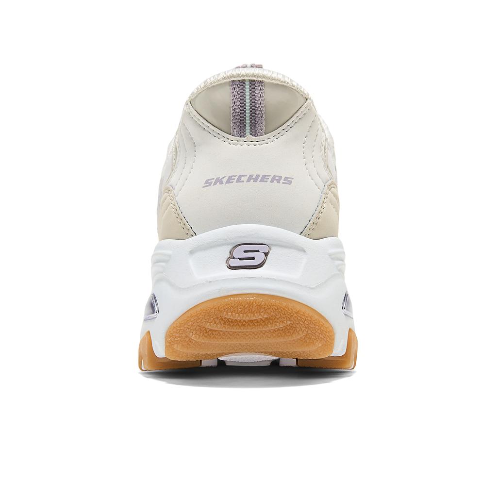 Skechers DLites Comfortable Versatile Breathable Support Low-Top Dad Shoes Women Sneaker White Gray Purple 150726-WLV