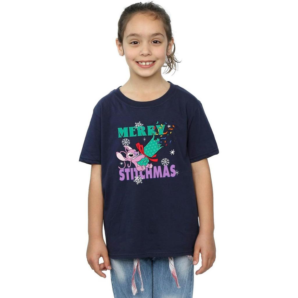 Lilo & Stitch Girls Merry Stitchmas Cotton T-Shirt