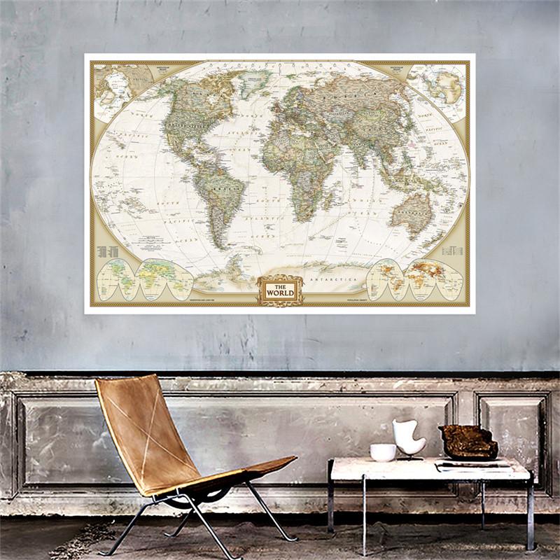 Decorative Hanging Picture Retro World Map Posters Education Printing Wall Art Pictures Painting Office Home Decoration