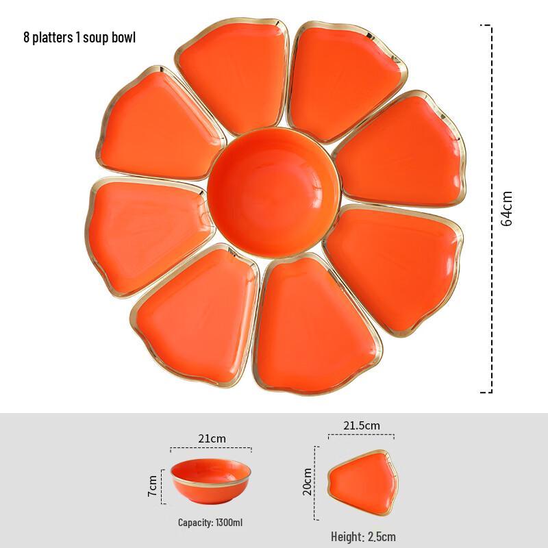 Vibrant Orange Nordic Ceramic Dinnerware Set