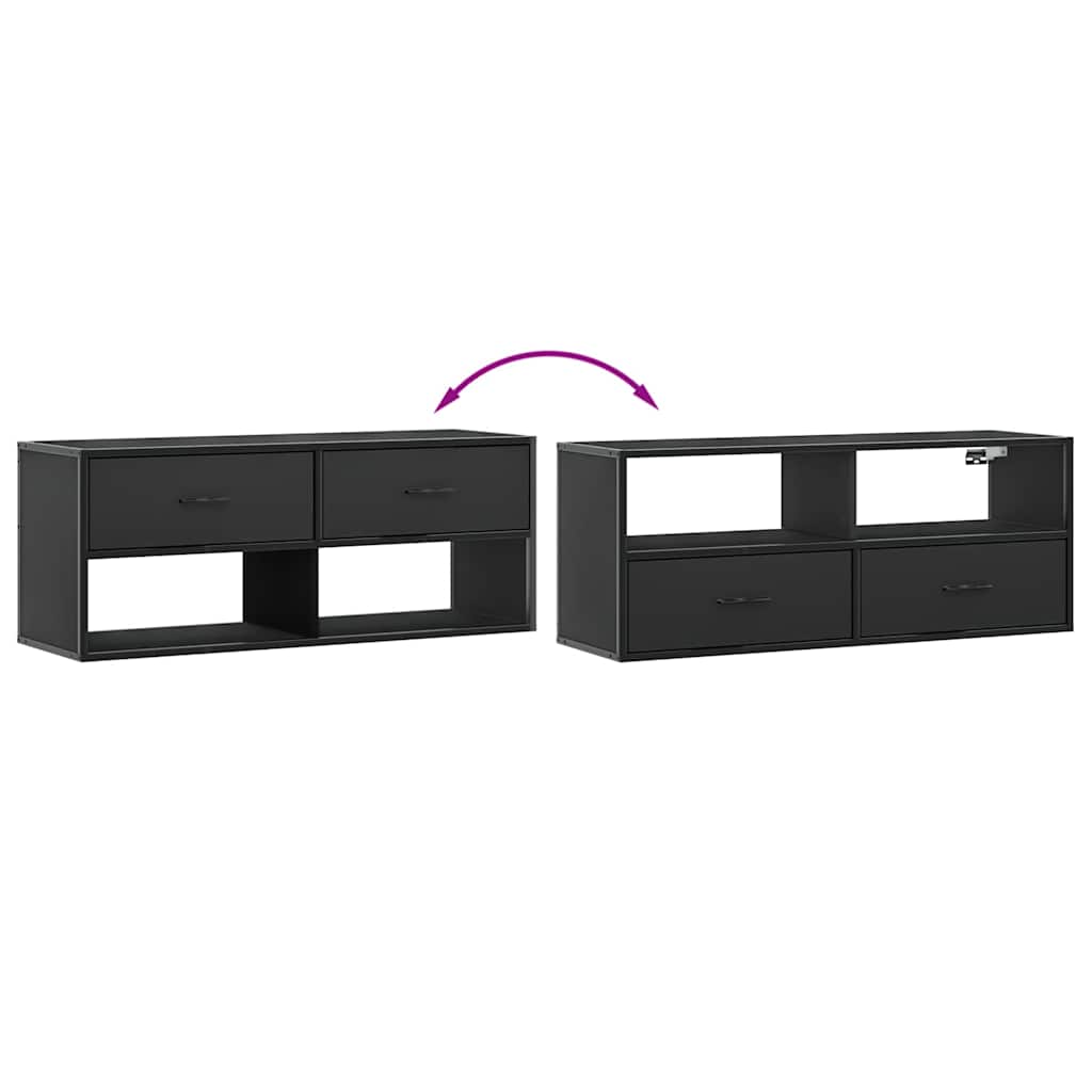 Vidaxl Szafka Pod Tv, Czarna, 100X31X39,5 Cm, Materiał Drewnopochodny