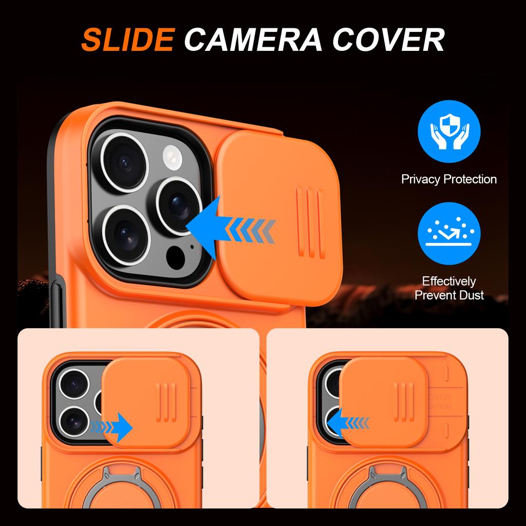Armor Case For iPhone 17 16 15 14 13 12 Pro Max Plus 17Air Heavy Duty Rugged Magnetic Bracket Slide Camera Protection Cover