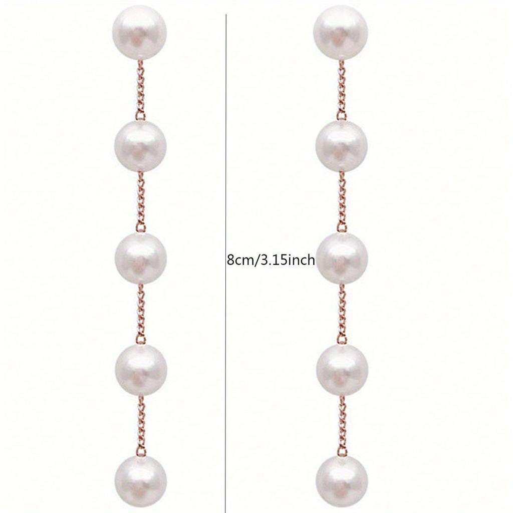 1 Pair, Elegant and Exquisite Tassel Artificial Pearl Decorated Women's Earrings, Daily Party Accessories